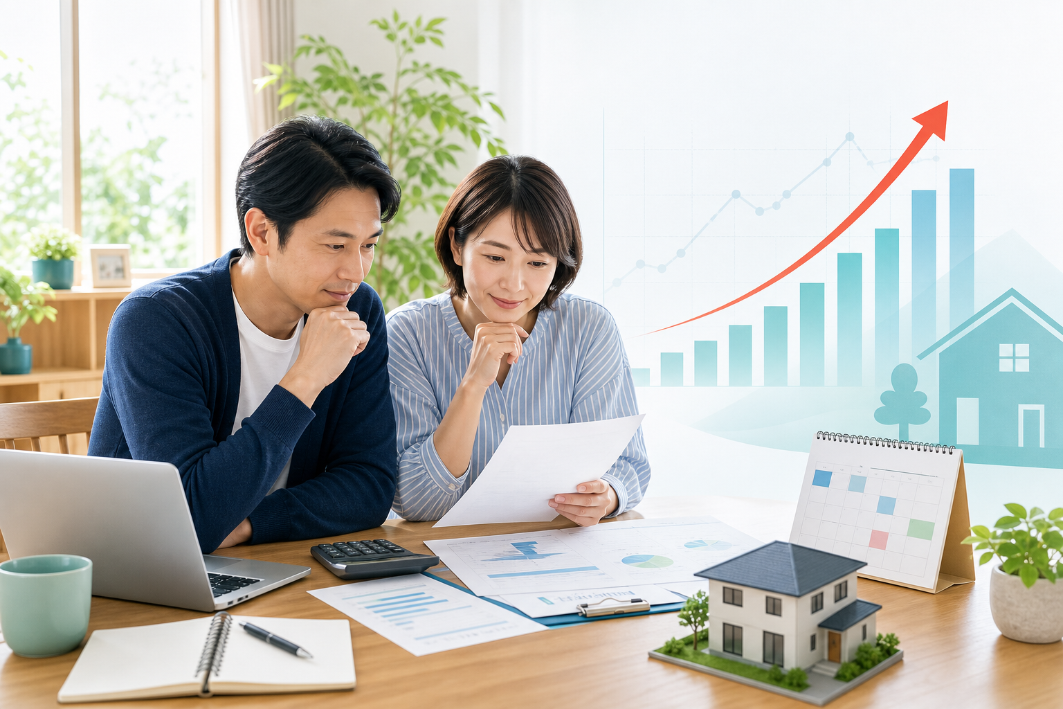 フラット35金利上昇を家計表で確認する夫婦