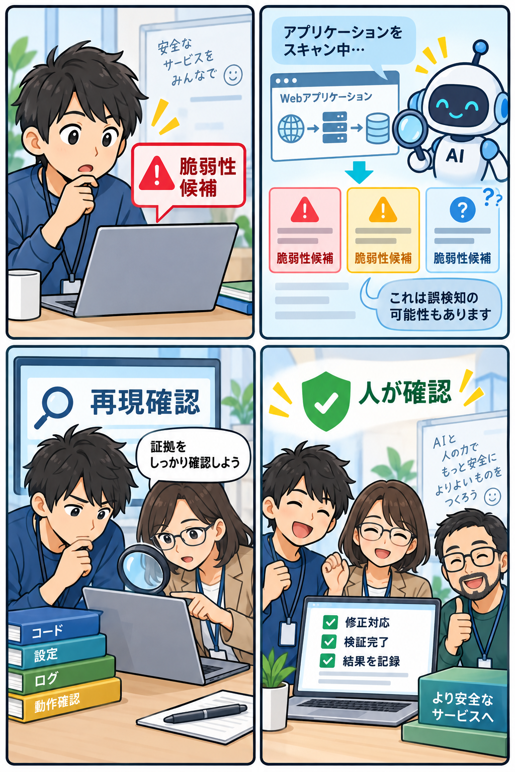 AIの脆弱性候補を人が再現確認する4コマ