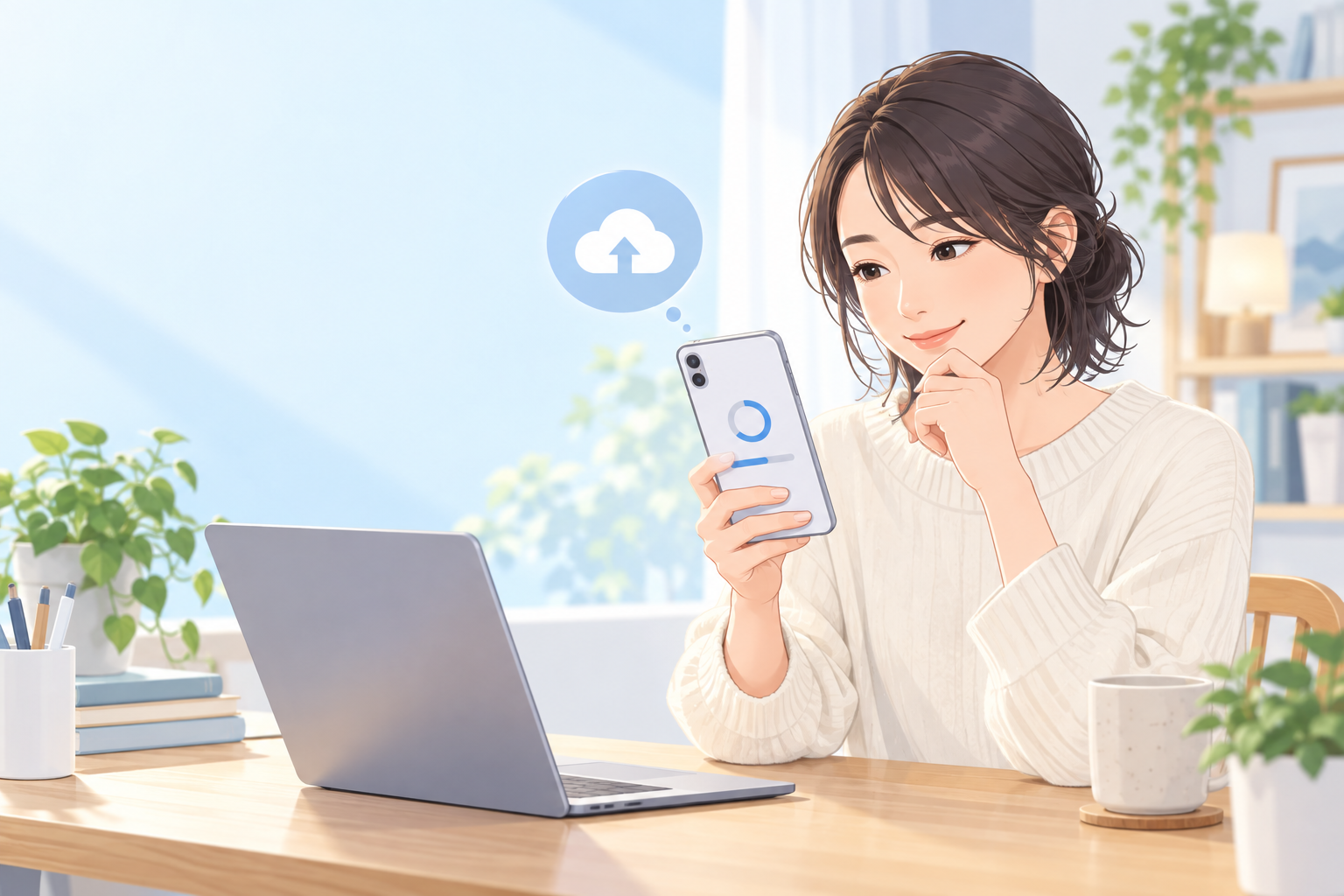 iOS 27の更新前にスマホとバックアップを確認する人