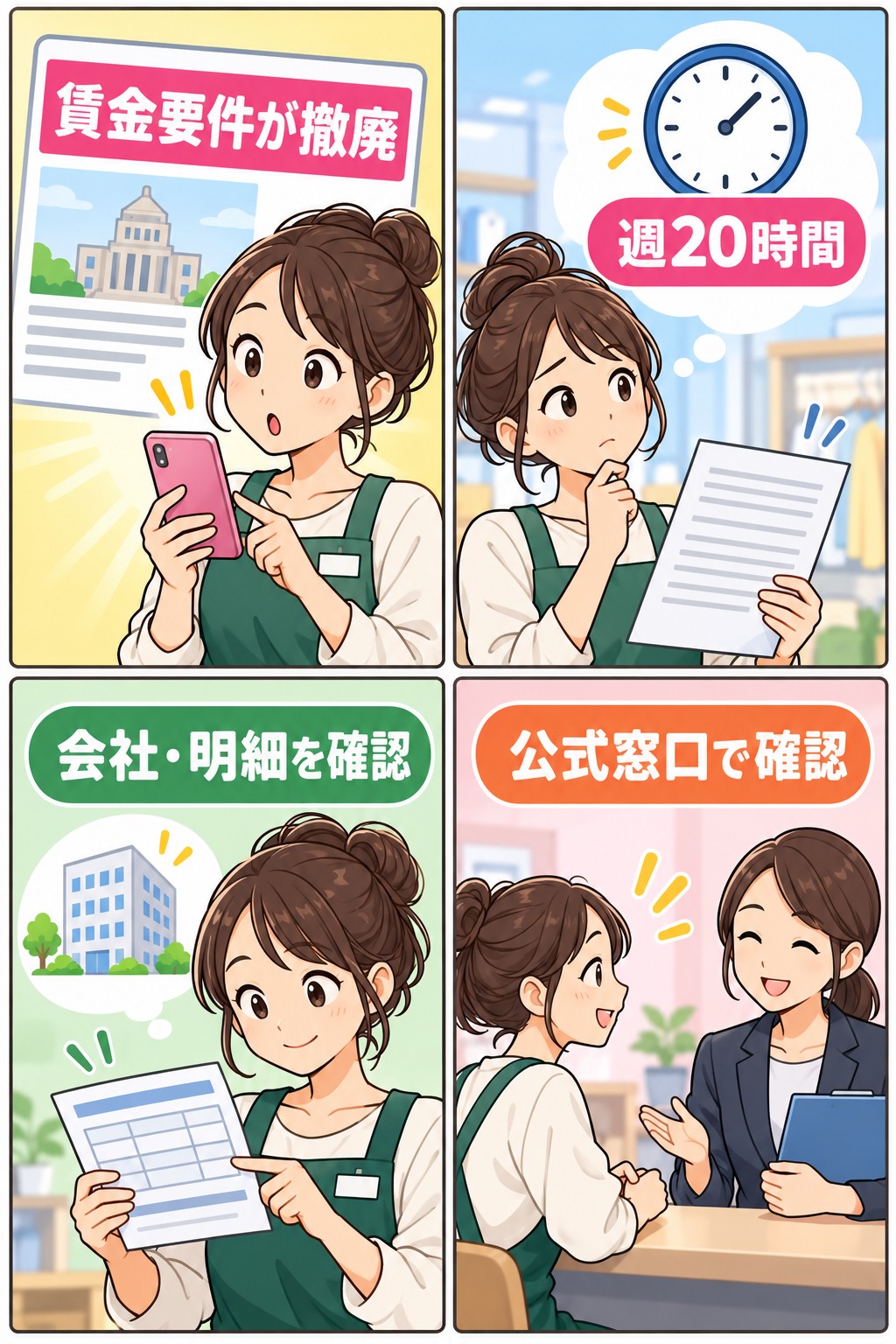 社会保険の加入条件を確認する4コマ