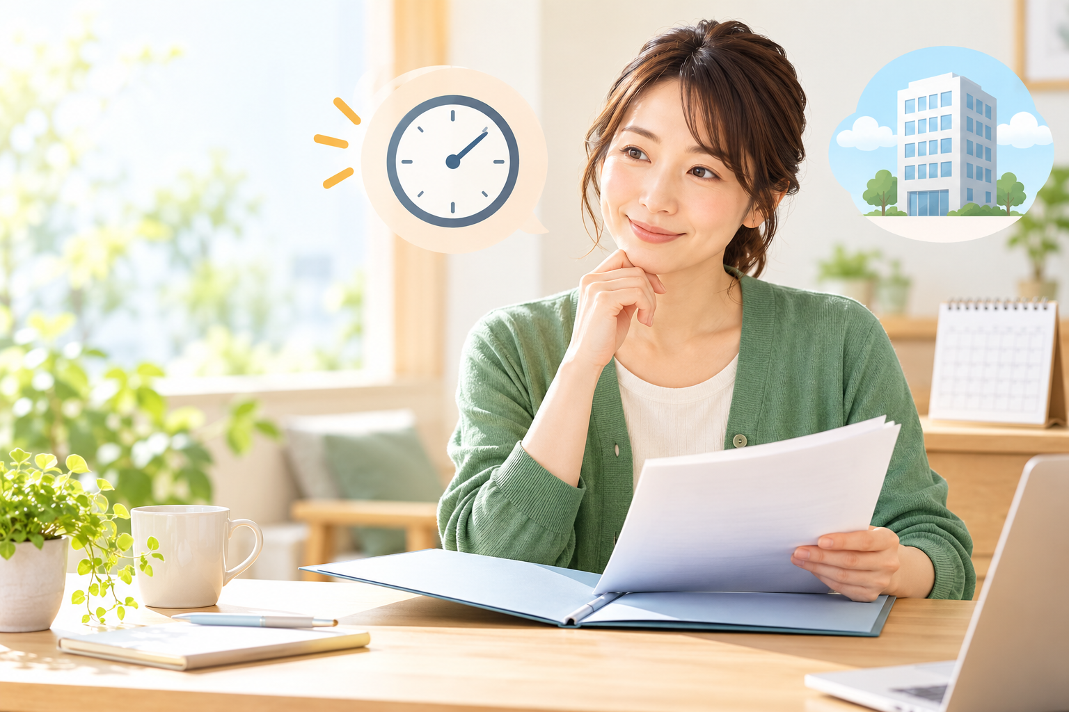 雇用契約書を確認するパート従業員