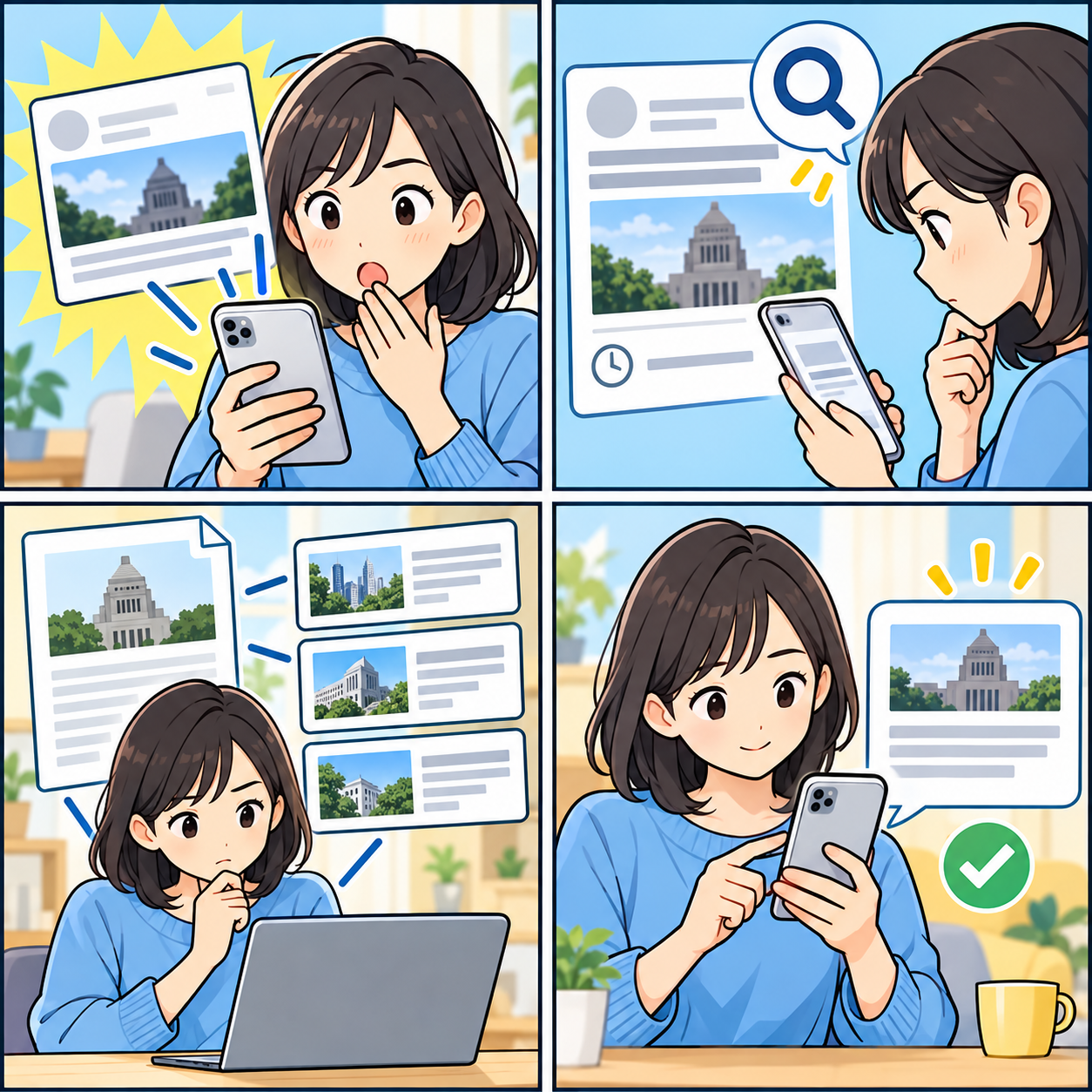 SNSの話題と公的資料を照合する読者