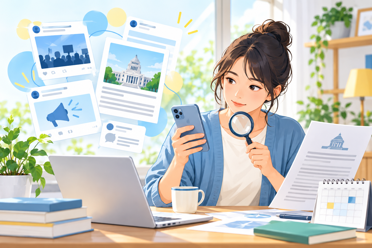 SNSの政治話題を確認する流れ