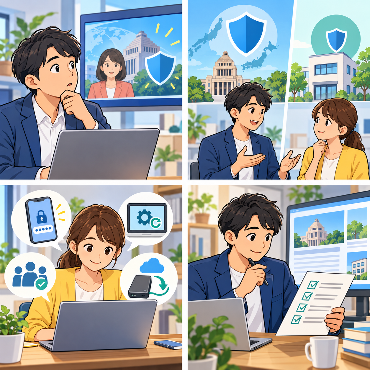 能動的サイバー防御のニュースを読み分ける4コマ