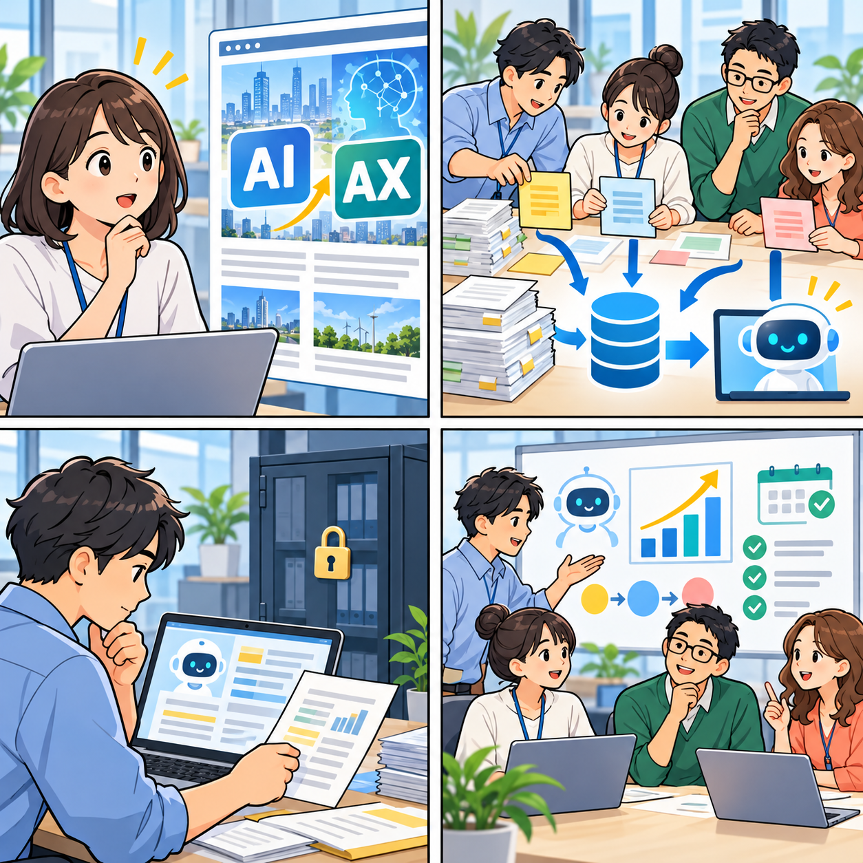 AXの導入前に業務整理と人の確認を進める4コマ