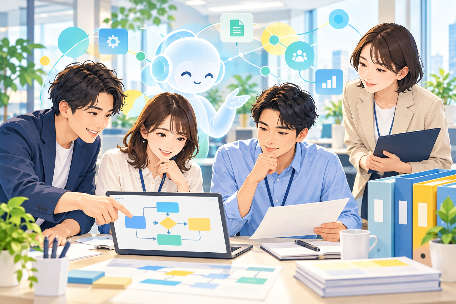 AI活用の業務フローを確認するチーム