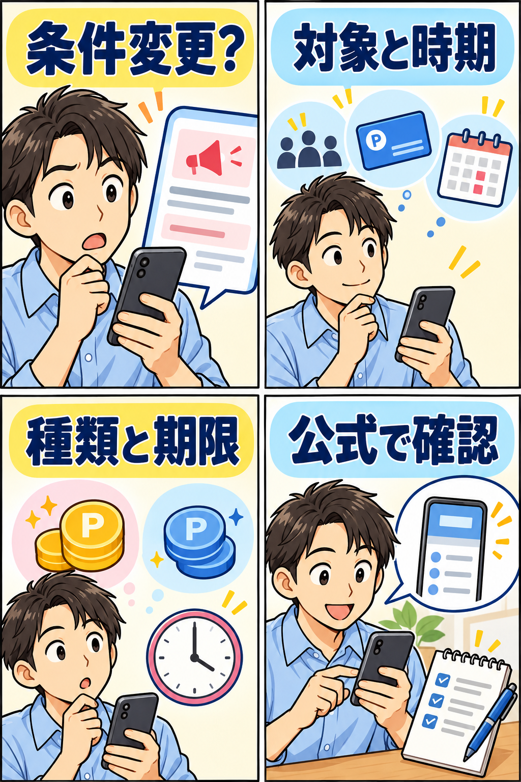 dポイントの条件を公式で確認する4コマ