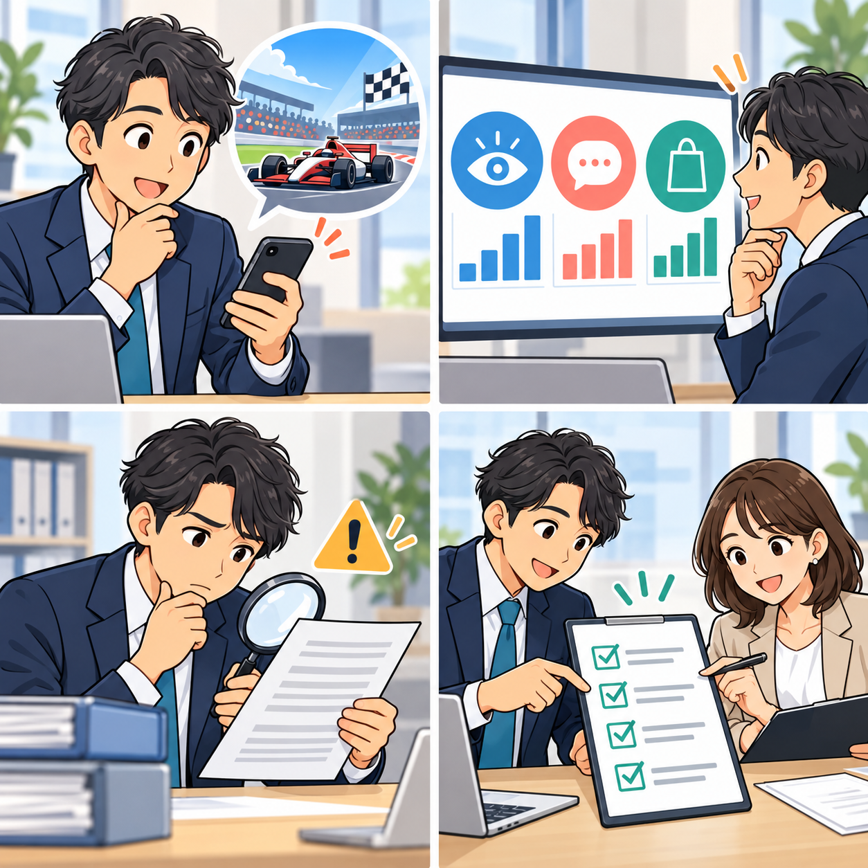 モータースポーツスポンサーを測定する4コマ