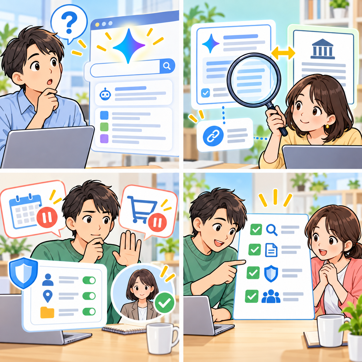 AI検索の回答を公式資料と照合する4コマ