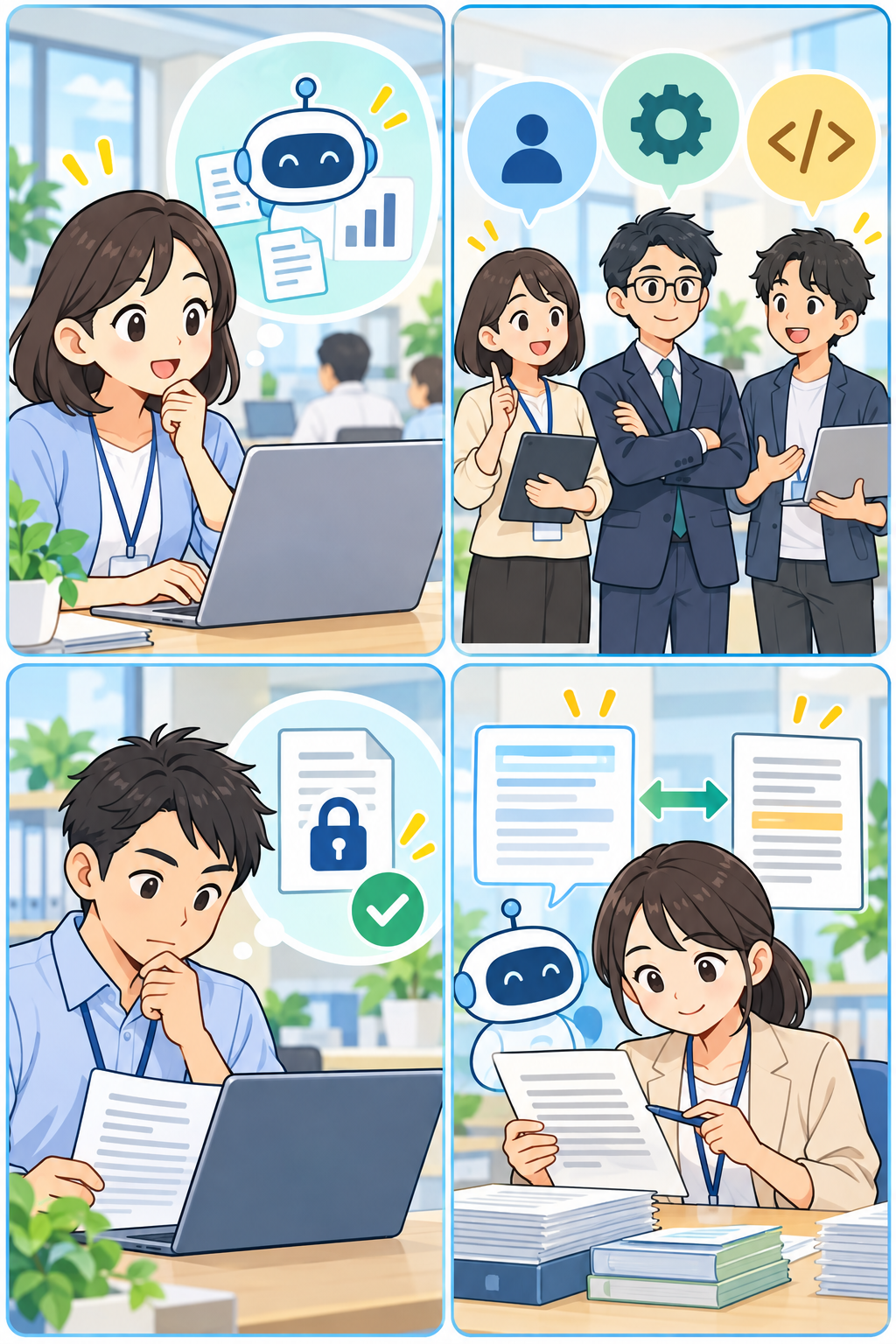 ガバメントAI源内の利用基準を確認する4コマ