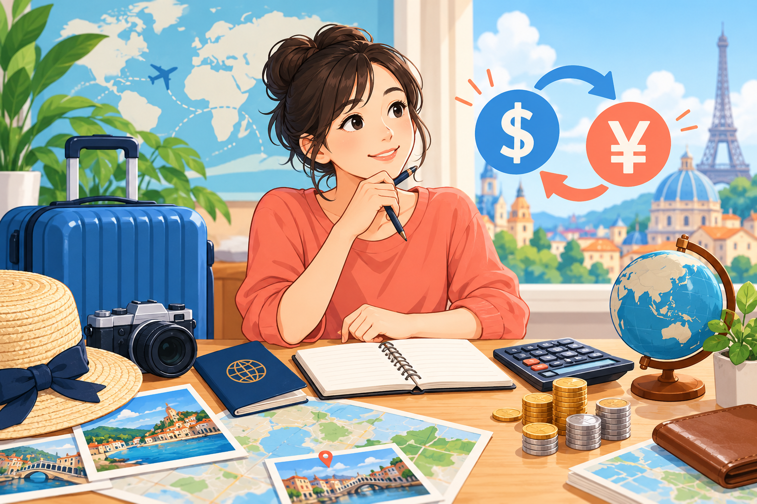 海外旅行の予算と為替を考える旅行者