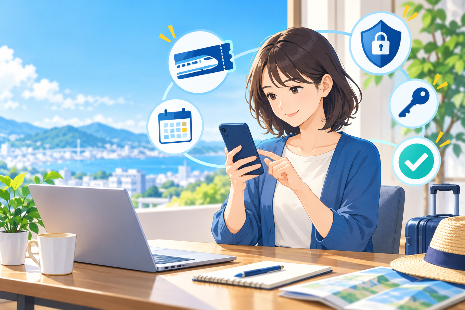 予約情報と鍵のアイコンを確認する利用者